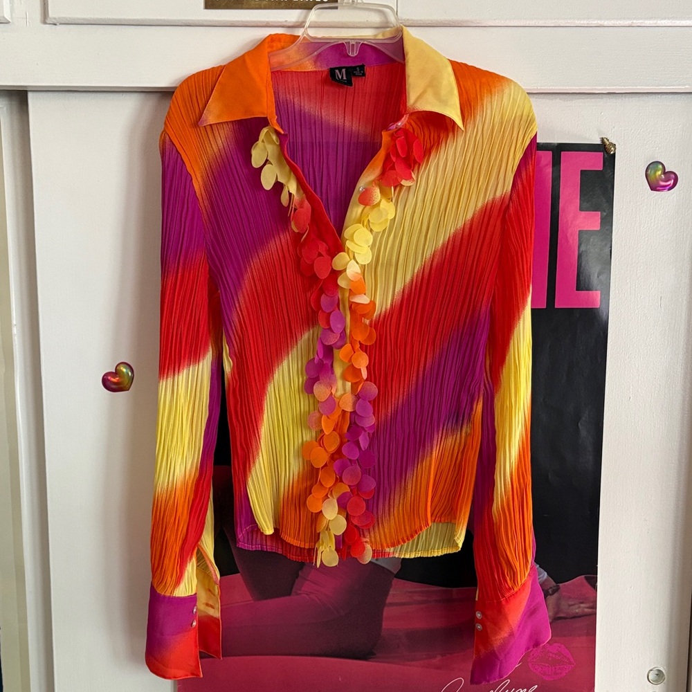 Y2K Milano Colorful Pleated Blouse